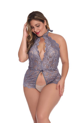 Breathable Plus Size Lingerie Bodysuit XL-4XL Hollow Out Black Lingerie Bodysuit
