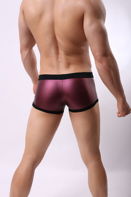 Leather Mens Boxer Briefs Underwear Breathable Sexy Gay Shorts
