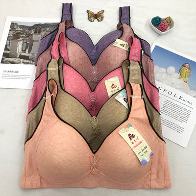 Strapless Knitted Push Up Cotton Bra 36-42 Size Gather Lace Bra And Brief Set