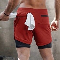 Sweatpants Woven Gym Shorts Men Worsted Breathable M-5XL 2 In 1 Gym Shorts