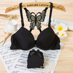 Back Front Closure Custom Underwear Set Women Cross Butterfly Bras Panties Set
