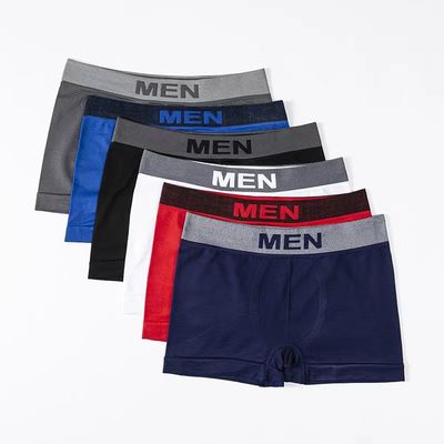 Men'S Printed Letter Underpants Mid Rise Boxer Shorts Nylon Brief Polyester Trunks Seamless