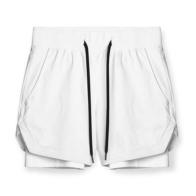 2 In 1 Double Layer Sports Mens Gym Shorts Custom LOGO 5 Inch Fitness Workout Shorts