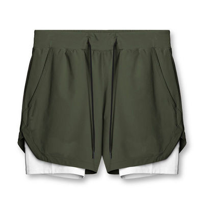2 In 1 Double Layer Sports Mens Gym Shorts Custom LOGO 5 Inch Fitness Workout Shorts