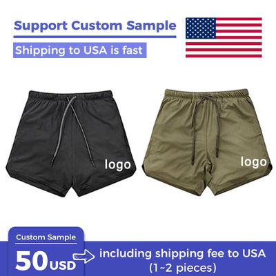 Fit Training Sports Double Layer Workout Pants Elastic Gym Men Cotton Shorts