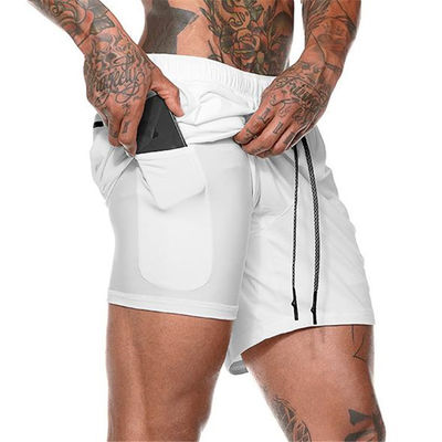 Fit Training Sports Double Layer Workout Pants Elastic Gym Men Cotton Shorts