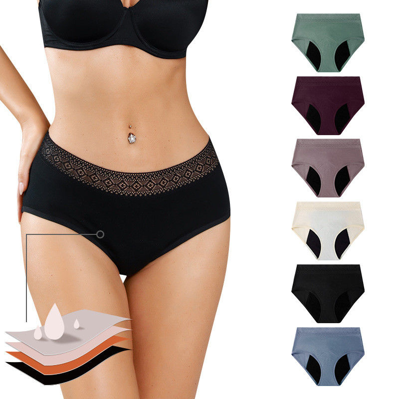 4 Layer Seamfree Period Underwear Menstrual Sexy Lace Period Underwear