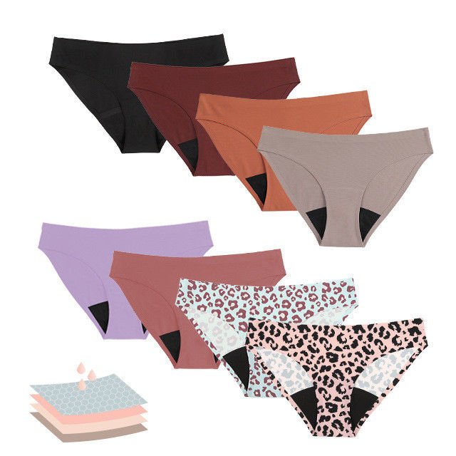 S-XL Leakproof Period Panties Underwear Seamless Leopard Knitted Ice Silk
