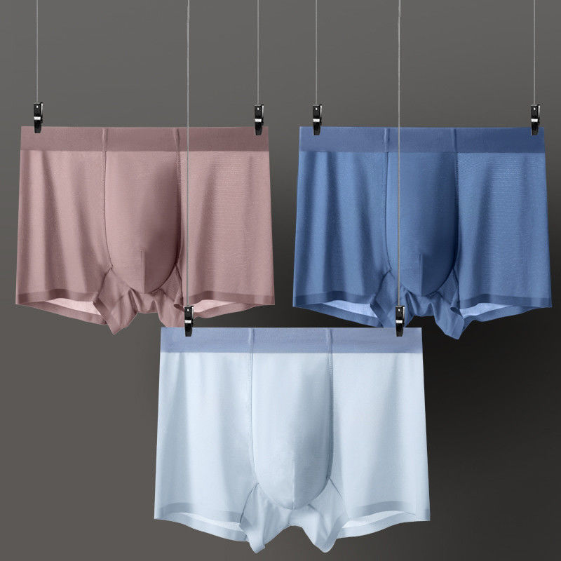 Knitted Mens Seamless Boxer Briefs Ice Silk Breathable Men'S Underwear