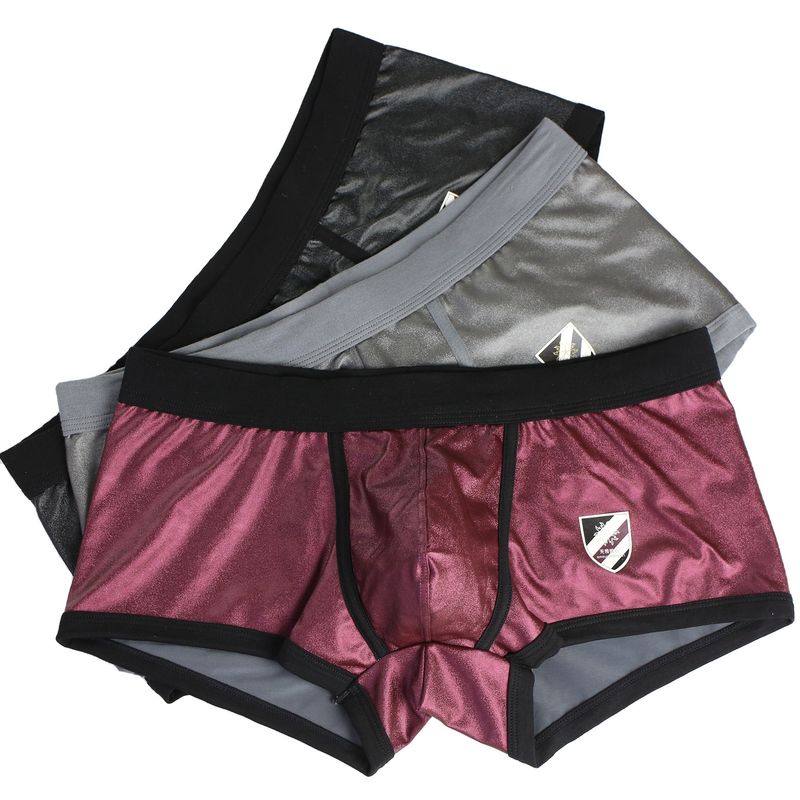Leather Mens Boxer Briefs Underwear Breathable Sexy Gay Shorts