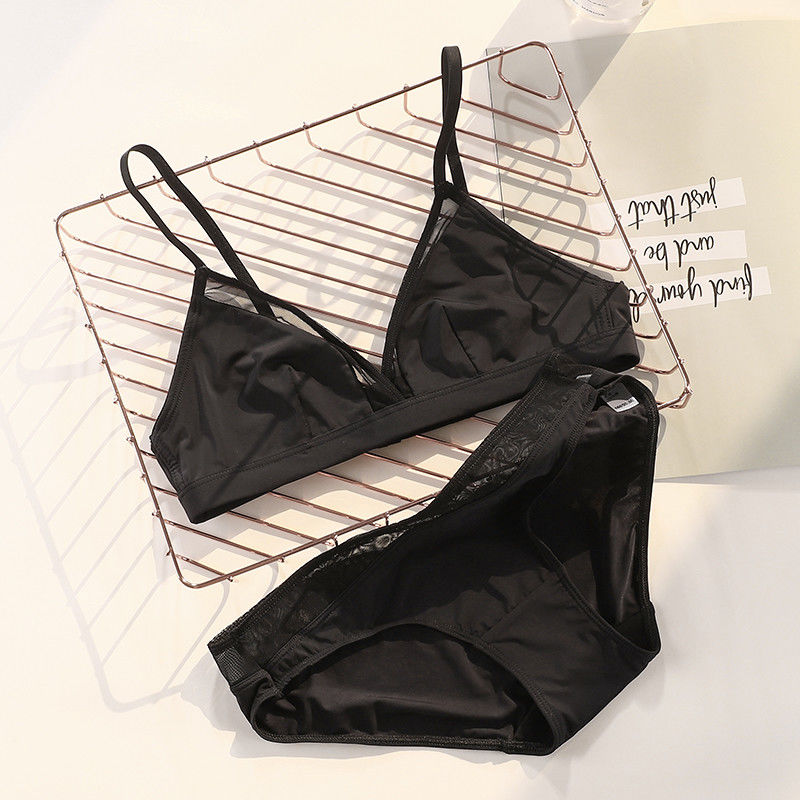 ODM Plus Size Bra Sets Strapless 18-35 Years Women'S Brief Sets Black Lingerie