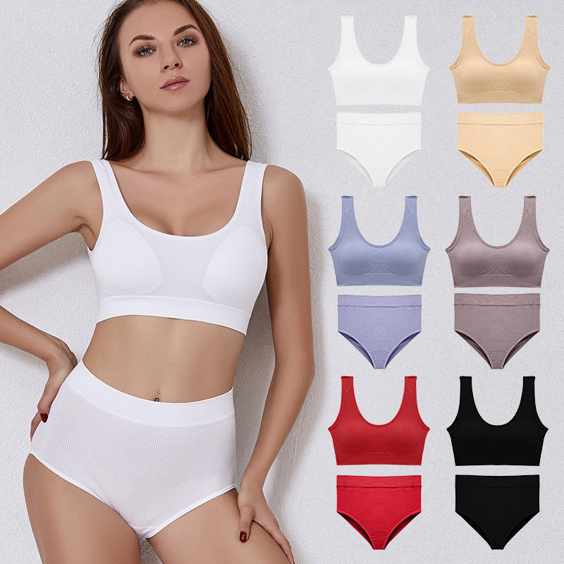Seamless Plus Size Bra Sets Breathable Full Brief Underwear Sets