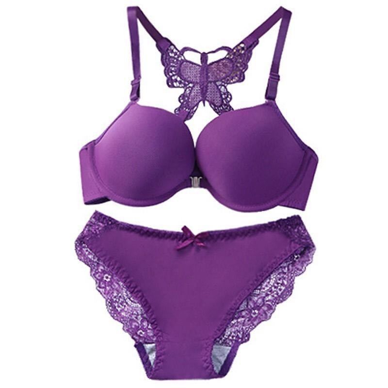 Back Front Closure Custom Underwear Set Women Cross Butterfly Bras Panties Set