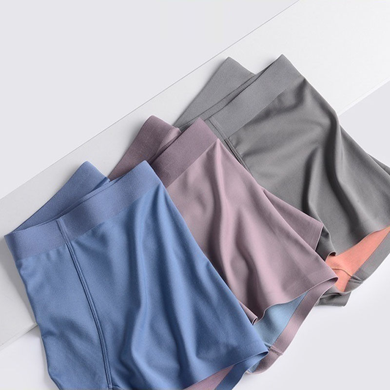 100S Modal Double Sided Seamless Mens Pants Mid Waist Square Angle Ice Silk Inner Men'S Underwear