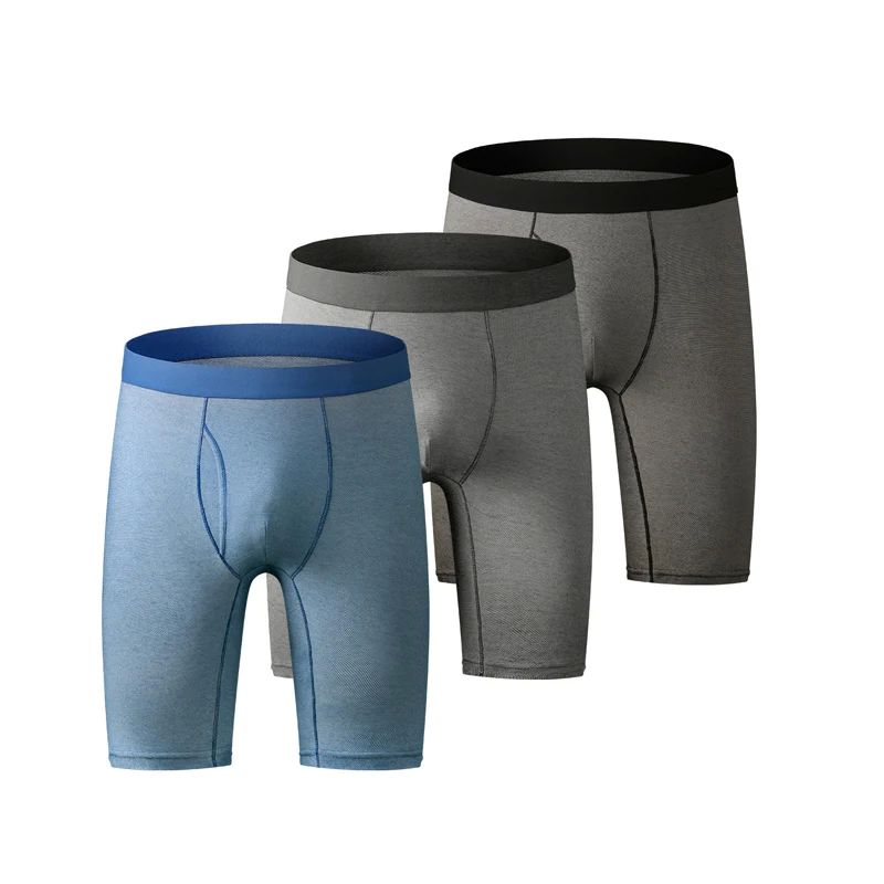 Customized Cotton Spandex Boxer Briefs Underwear for Men Solid Striped Printed Underwear Pack